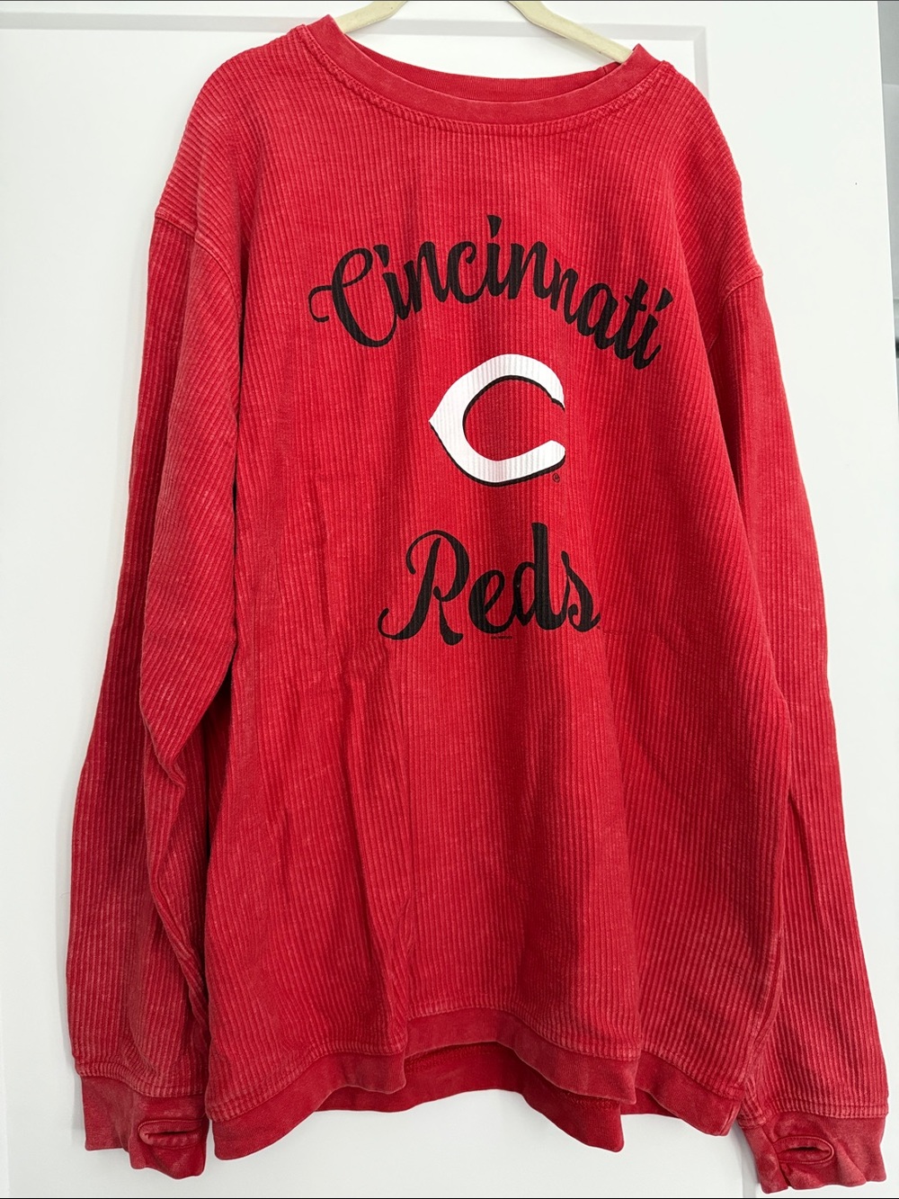 Women’s Cincinnati Reds Ribbed Crewneck Sweatshirt, Size XL